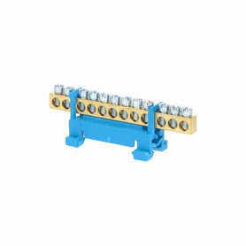 Můstek N 12 (svorkovnice 12x16mm2), nekrytý IP00, modrý, 63A, na DIN Můstek N 12 (svorkovnice 12x16mm2), nekrytý IP00, modrý, 63A, na DIN