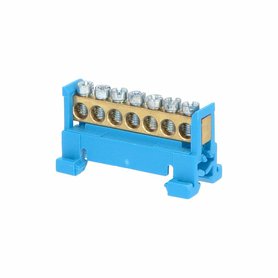 Můstek N 7 (svorkovnice 7x16mm2), nekrytý IP00, modrý, 63A, na DIN