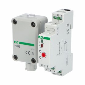 Spínač soumrakový FiF AZ-112 PLUS, 2-1000lux, 16A, 230V, s ext. čidlem, IP65, šedý, na DIN