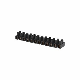 Svorkovnice přístrojová E-KL 2, 12x10mm2, T85, PP, černá, mosazná, hranatá, 57A/400V