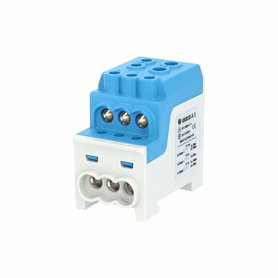 Blok pro rozdělení fází UVB 200 N, 1pól., 200A, AL/CU, 1000V, modrý, na DIN Blok pro rozdělení fází UVB 200 N, 1pól., 200A, AL/CU, 1000V, modrý, na DIN