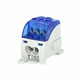 Blok pro rozdělení fází PDB 210, 1pól., 214A, 1000V, modrý/průhl. víko, na DIN