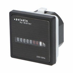 Počítadlo provoz. hodin PALADIN BW 40.28, 230V, 50Hz, černé, do PANELU, s rám., 55x55mm
