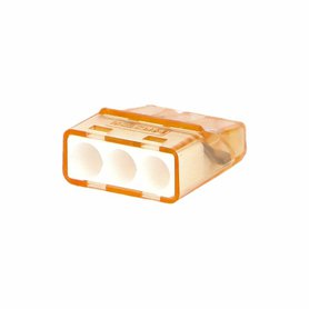 Svorka krabicová miniaturní PC213SN bezšroubová 3x 0,2-2,5 mm2, transparentní/oranžová