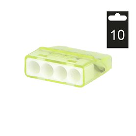 Svorka krabicová miniaturní PC214SN/10 bezšroubová 4x 0,2-2,5 mm2, tr./žlutá (bal.=10ks)