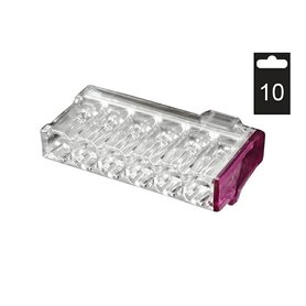 Svorka krabicová mini. PC216-P/10 bezšroub., 6x 0,5-2,5 mm2, tran./fialová (bal.=10ks)