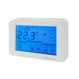 Termostat ORBIS MIRUS TOUCH, bytový, digitální-dotykový, bílý, 10A (3A), 250V AC